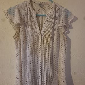 H&M Polka Dot Flutter Sleeve Pleated Top